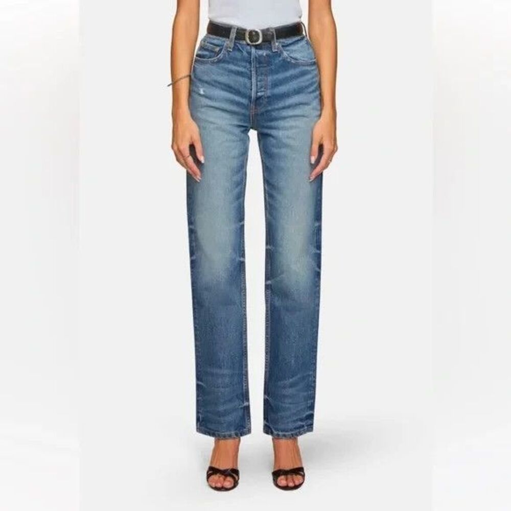 EB Denim women High Rise Straight Jeans size 23 Tommy Wash Button Fly 32" inseam - Picture 1 of 10